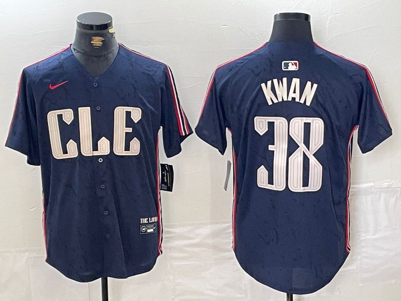 Men Cleveland Indians 38 Kwan Blue City Edition Nike 2024 MLB Jersey style 2